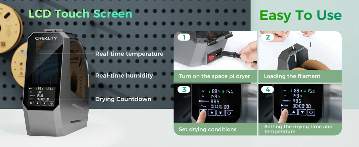 Creality Space PI Filament Dryer – Filament Drying for Quality 3D Prints