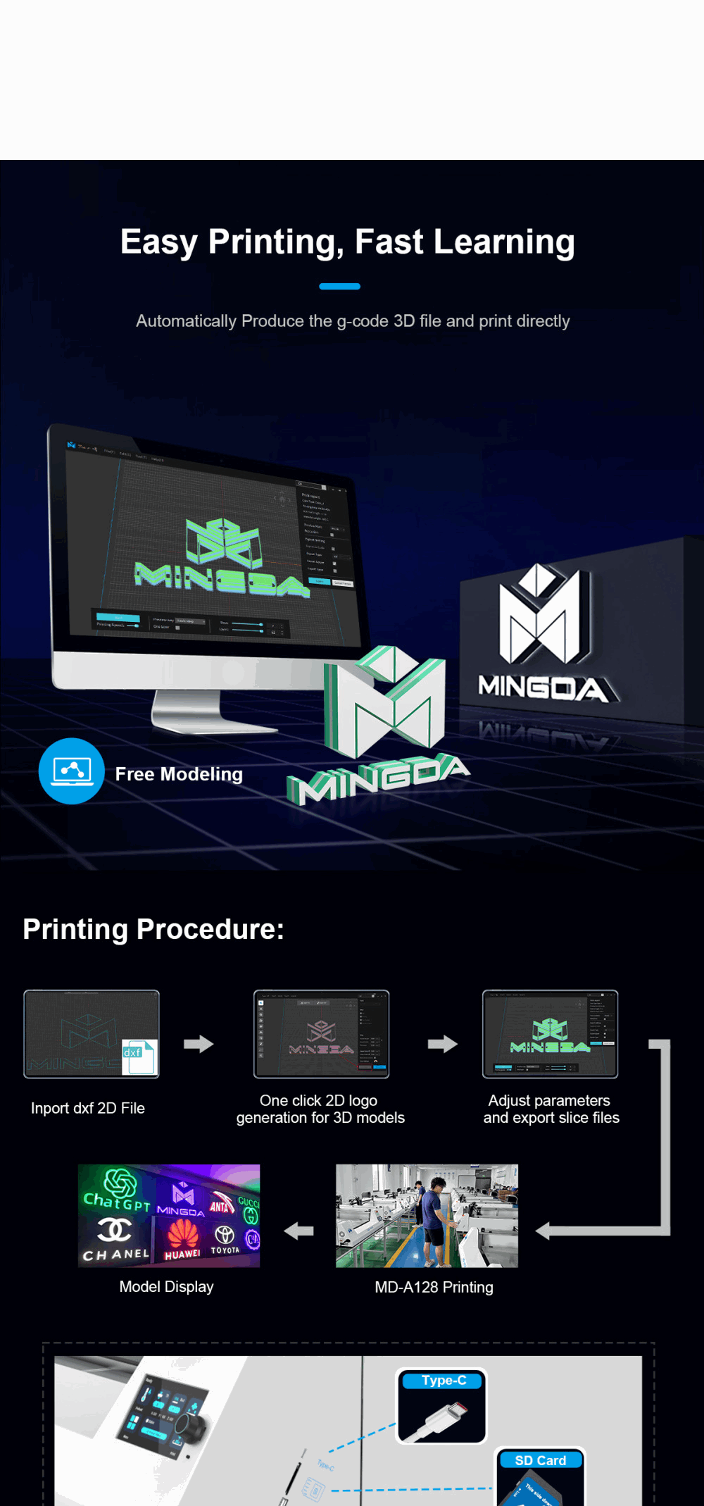 MINGDA MD-A128 - 3D Sign-Writing Printer